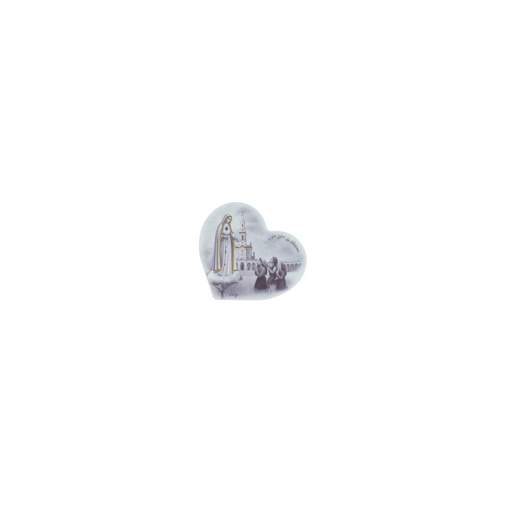 Placa Coração C/ Aparição de Fátima P/B 8x7.5cm