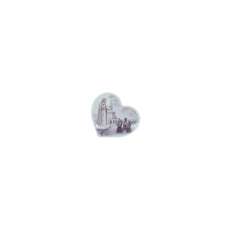 Placa Coração C/ Aparição de Fátima P/B 8x7.5cm