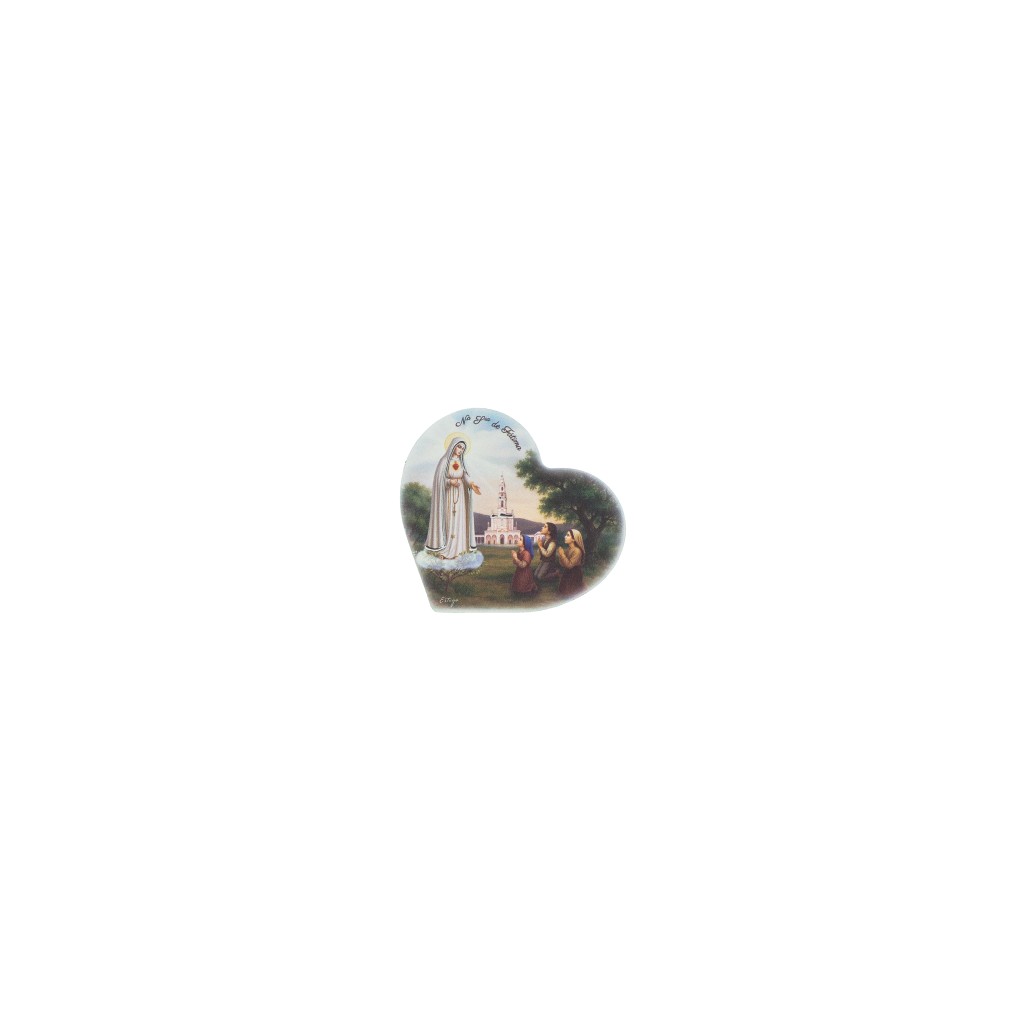 Placa Coração C/ Aparição de Fátima 8x7.5cm