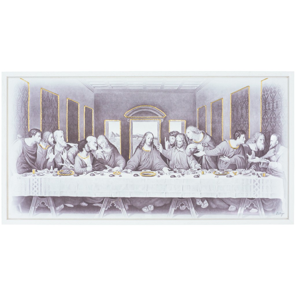 Quadro Duplo Última Ceia P/B 80x43cm