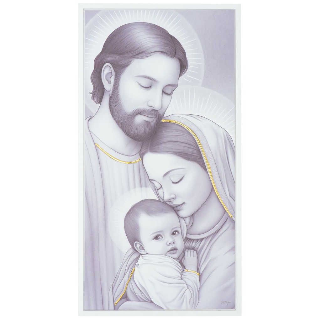 Quadro C/ Moldura Sagrada Família P/B 80x43cm