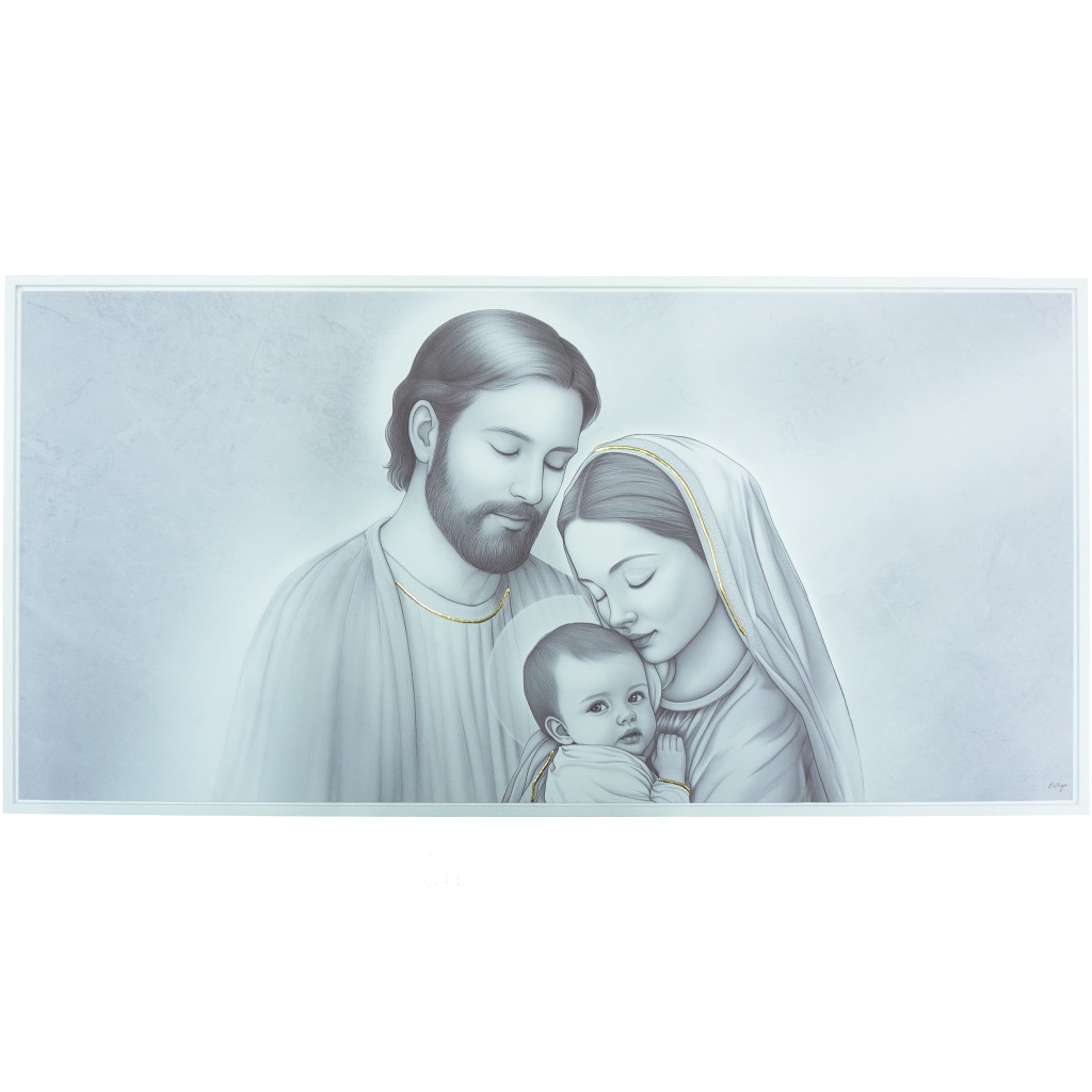Quadro C/ Moldura Sagrada Família P/B 115x57cm