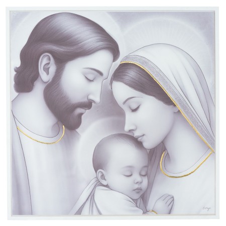 Quadro C/ Moldura Sagrada Família P/B 60x60cm