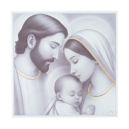 Quadro C/ Moldura Sagrada Família P/B 40x40cm