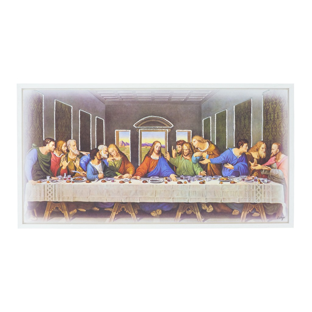 Quadro Duplo Última Ceia Colorida 63x33cm