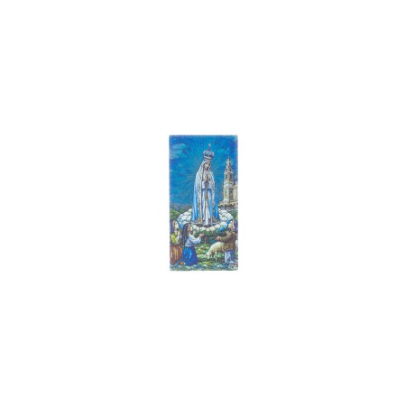 Placa C/ Aparição de Fátima Color. 6x12cm