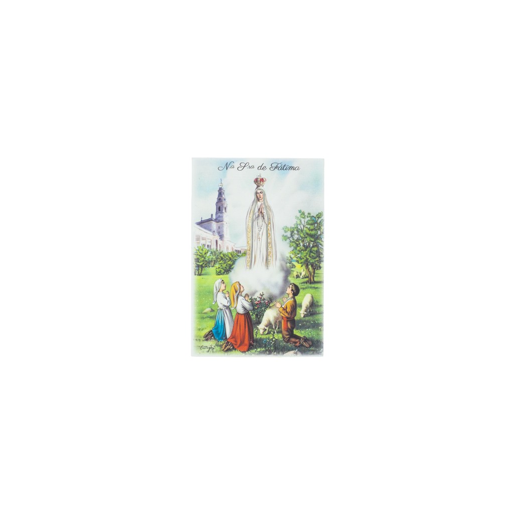 Quadro/ Placa C/ Aparição de Fátima Color. 9x13.5cm