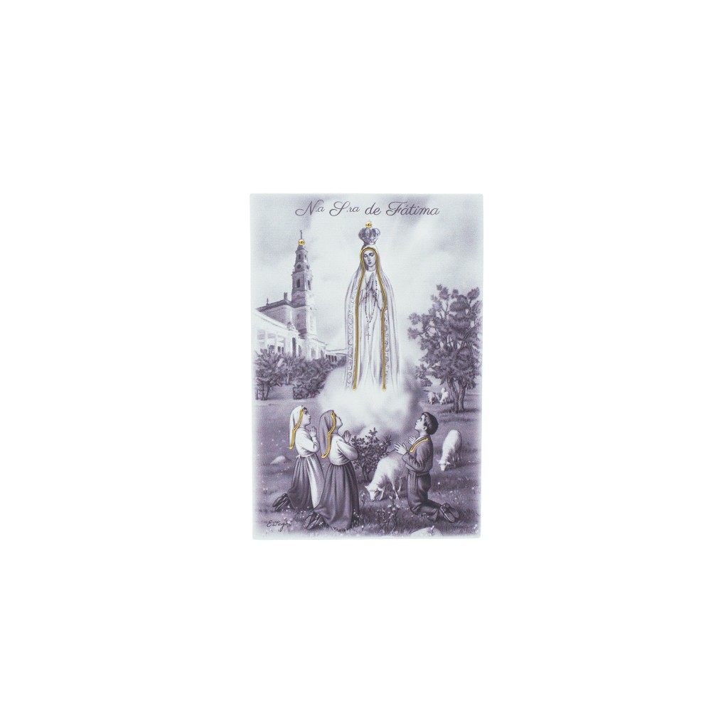 Quadro/ Placa C/ Aparição de Fátima 9x13.5cm