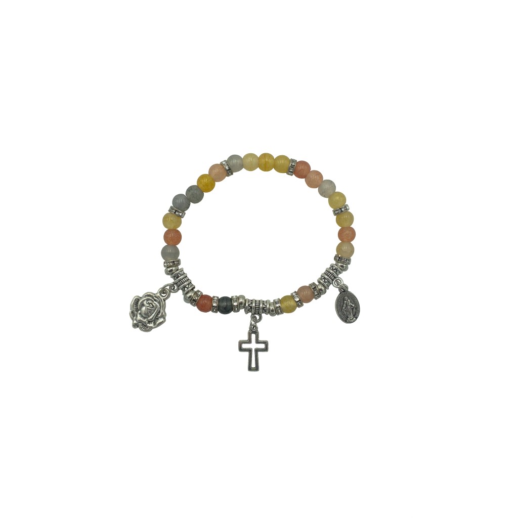 Pulseira de Fátima Pedra Div. Cores C/ Prateado