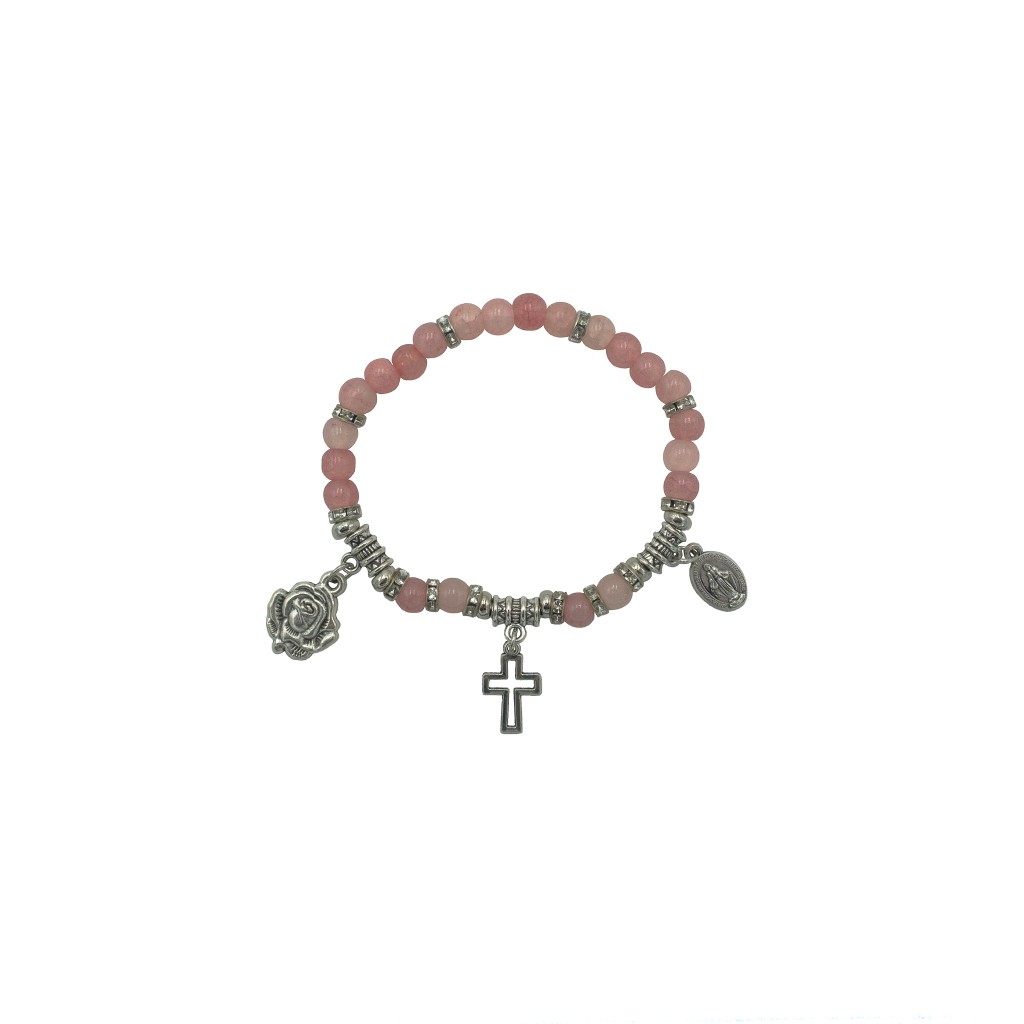 Pulseira de Fátima Pedra Div. Cores C/ Prateado