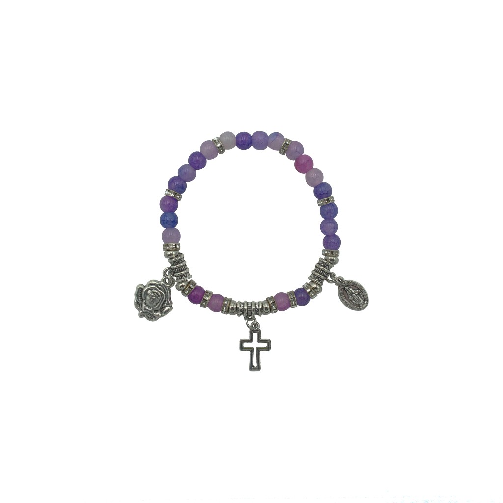 Pulseira de Fátima Pedra Div. Cores C/ Prateado