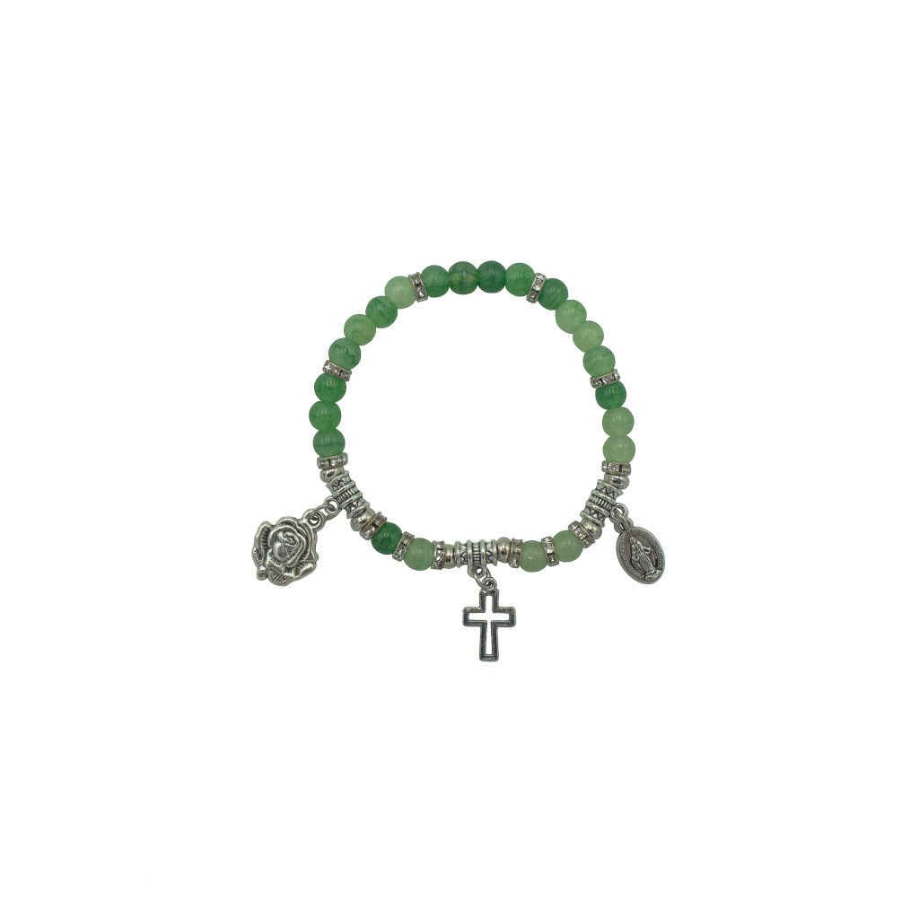 Pulseira de Fátima Pedra Div. Cores C/ Prateado