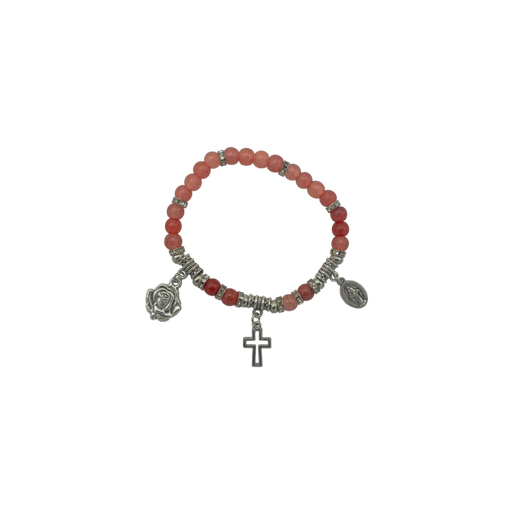 Pulseira de Fátima Pedra Div. Cores C/ Prateado