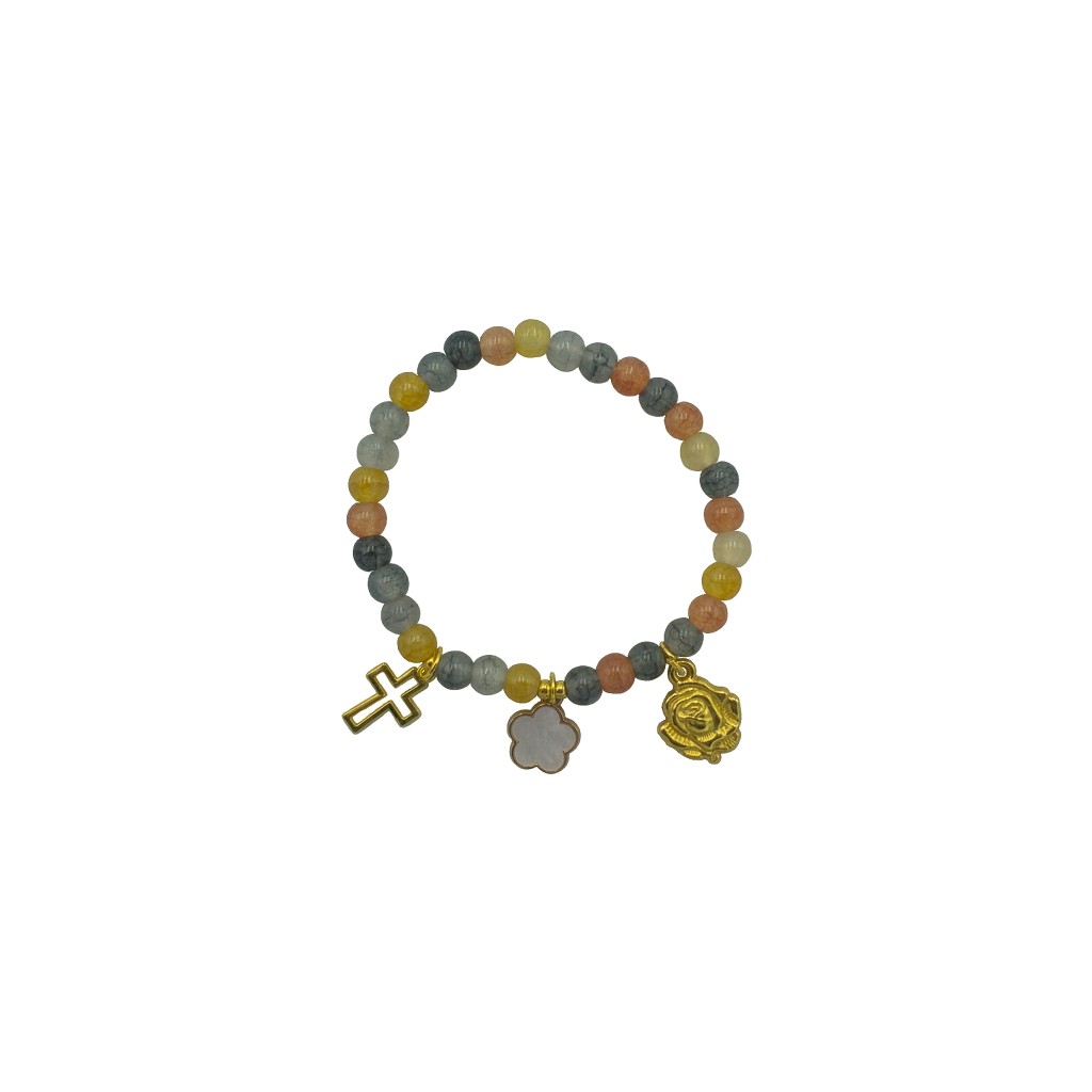 Pulseira de Fátima Pedra Div. Cores C/ Dourado