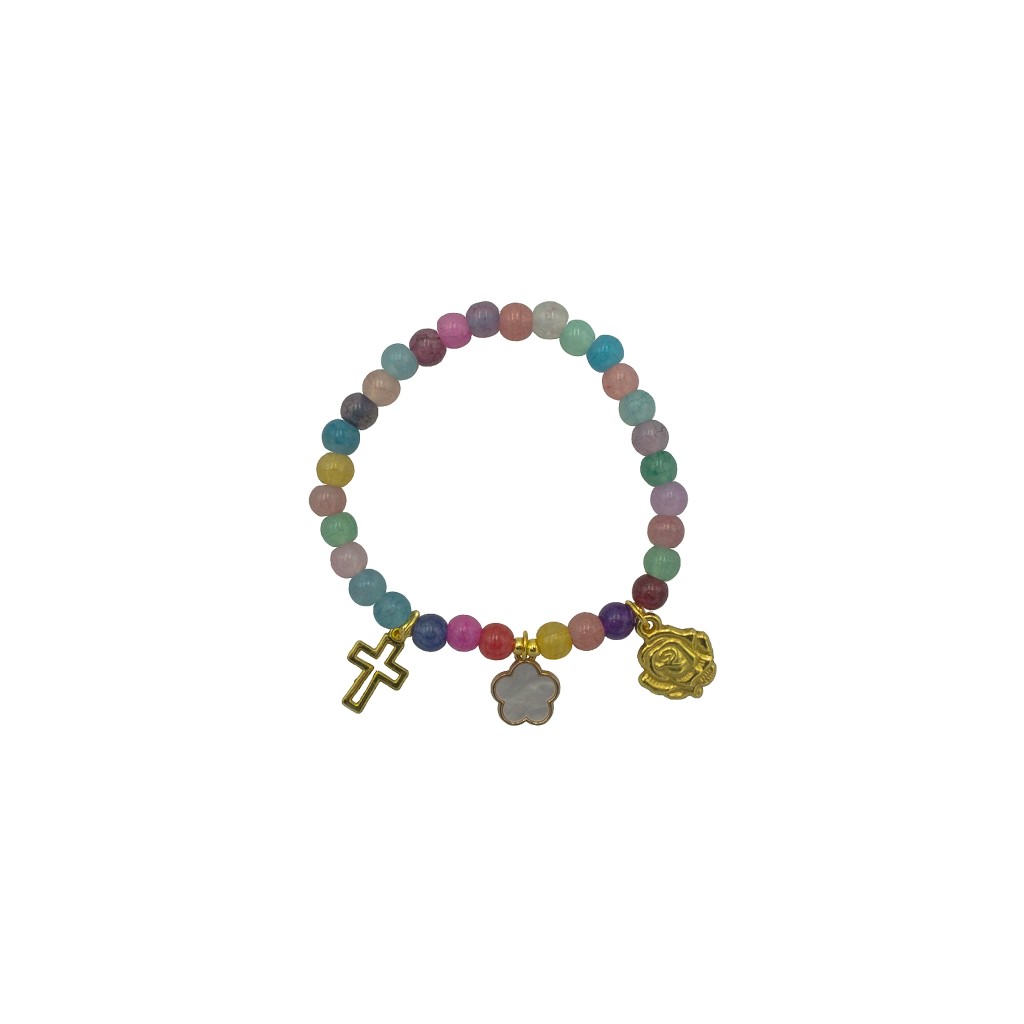 Pulseira de Fátima Pedra Div. Cores C/ Dourado