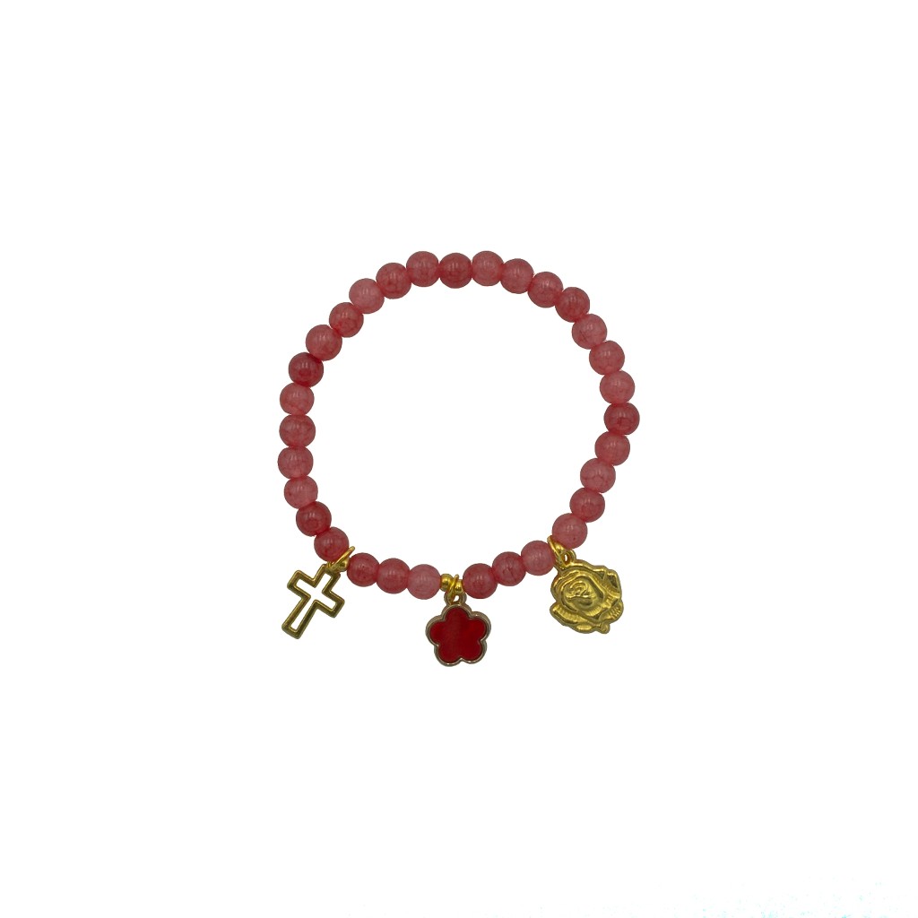 Pulseira de Fátima Pedra Div. Cores C/ Dourado
