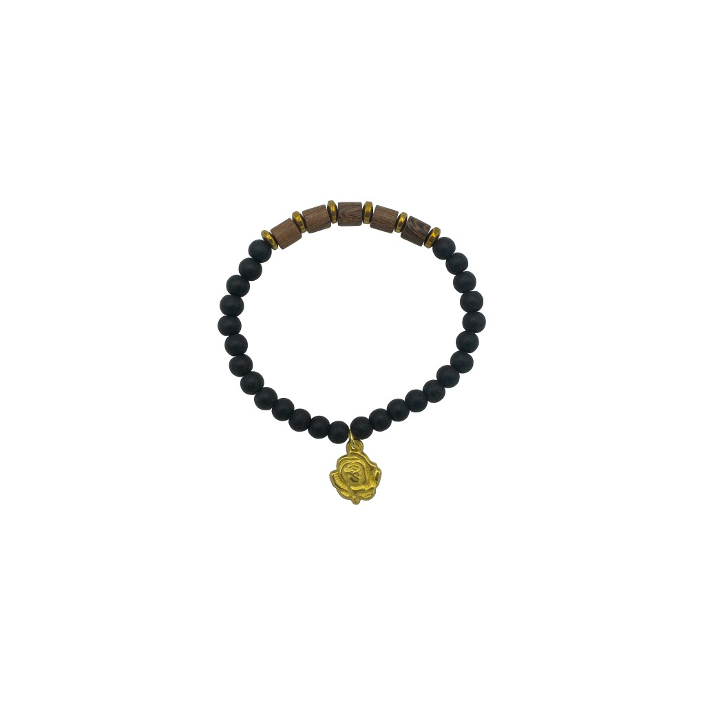 Pulseira de Fátima Madeira e Metal