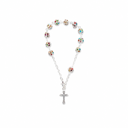 Pulseira Dezena de Fátima Prateada C/ Brilhantes Pulseira Dezena de Fátima Prateada C/ Brilhantes