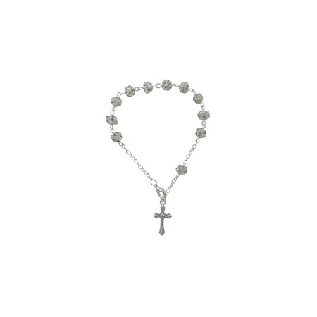 Pulseira Dezena de Fátima Prateada C/Brilhantes