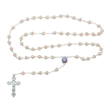 Terço de Fátima Conta Cristal Rosa Terço de Fátima Conta Cristal Rosa