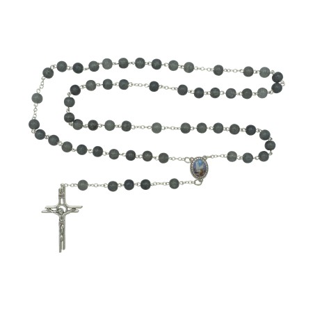 Terço de Fátima Prateado Conta Vidro Div. Cores