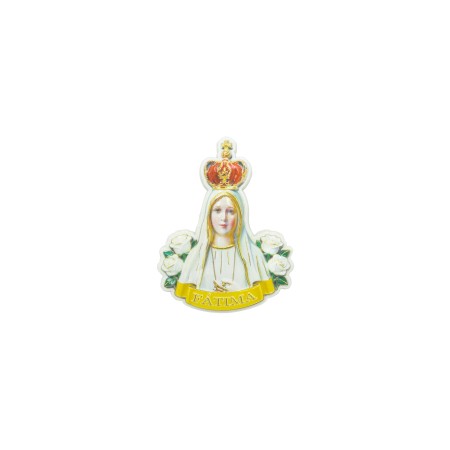 Íman Poliresina Fátima Coroada C/ Rosas Brancas