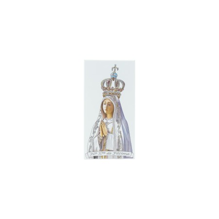 Placa C/ Fátima Coroada Col. C/ Fio Prateado 9x18cm Placa C/ Fátima Coroada Col. C/ Fio Prateado 9x18cm