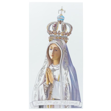 Placa C/ Fátima Coroada Col. C/ Fio Prateado 22x44cm Placa C/ Fátima Coroada Col. C/ Fio Prateado 22x44cm