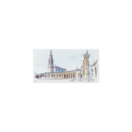 Placa C/ Santuário e Fátima Coroada Col. Arg. 18x9cm