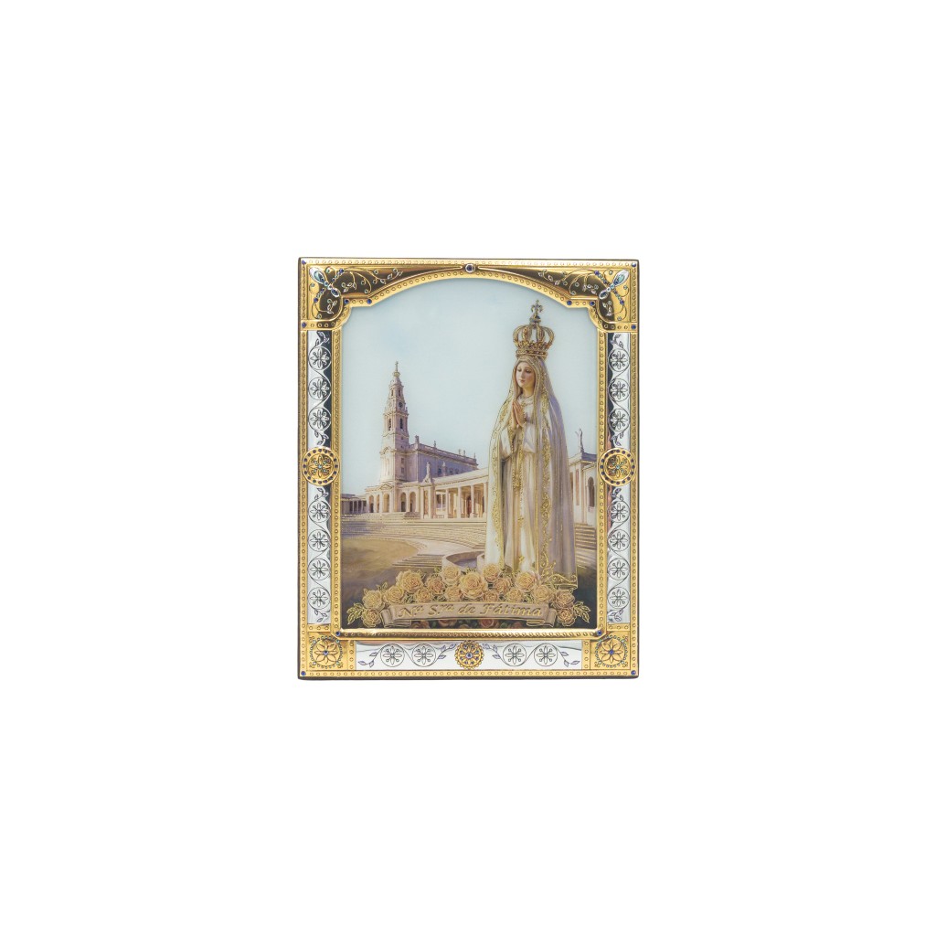 Placa C/ Moldura Bilaminada C/ Fátima e Santuário Col. 13x18cm