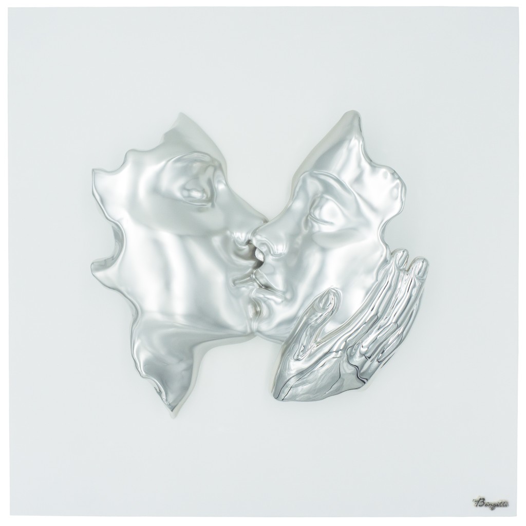 Quadro Beijo Argentado 50x50cm