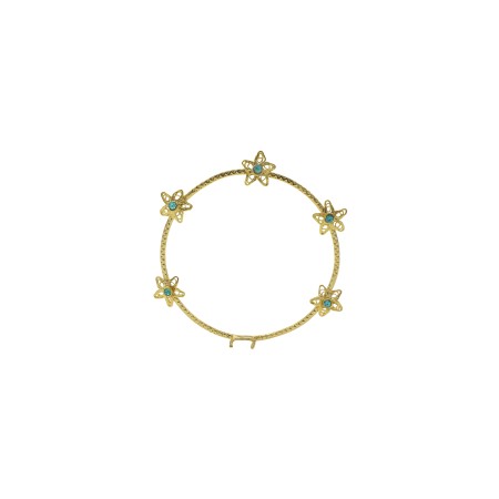 Aro de Filigrana C/ Pedras e 5 Flores 8cm