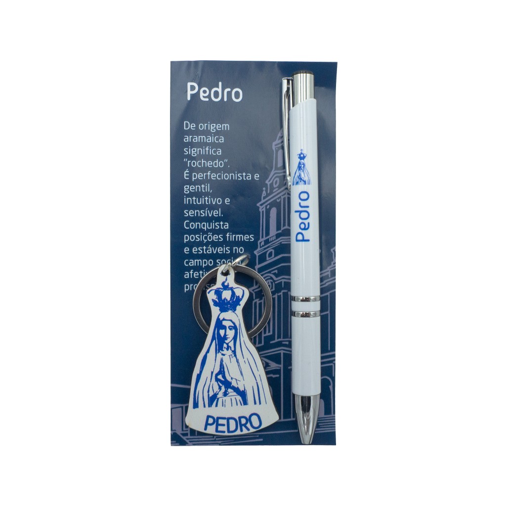Caneta Branca + Pch. C/ Nomes e N. Sra de Fátima