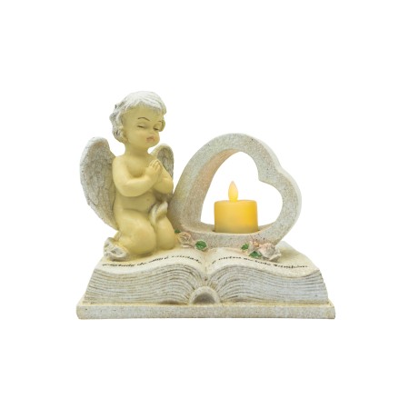 Anjo C/ Coração e Vela no Livro C/ Dizer Anjo C/ Coração e Vela no Livro C/ Dizer