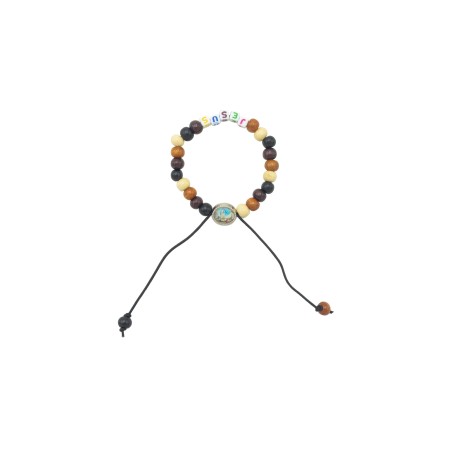 Pulseira de Madeira C/ Fátima Colorida