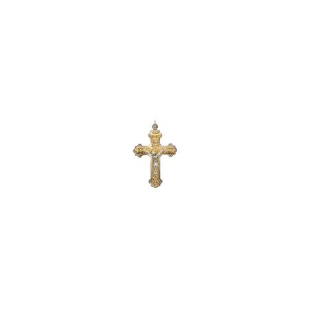 Cruz Prateada C/ Cristo Dourado 5.5cm Cruz Prateada C/ Cristo Dourado 5.5cm