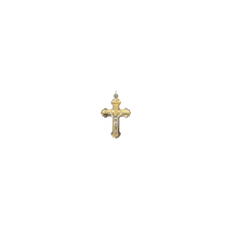 Cruz Prateada C/ Cristo Dourado 4cm Cruz Prateada C/ Cristo Dourado 4cm