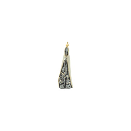 Aparição Fátima Estilizada Porcelana Prata 13cm Aparição Fátima Estilizada Porcelana Prata 13cm