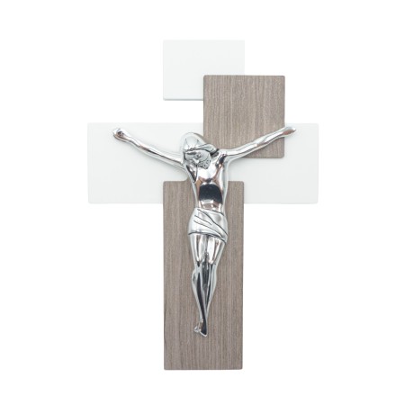Crucifixo C/ Cristo Argentado 27x19cm Crucifixo C/ Cristo Argentado 27x19cm