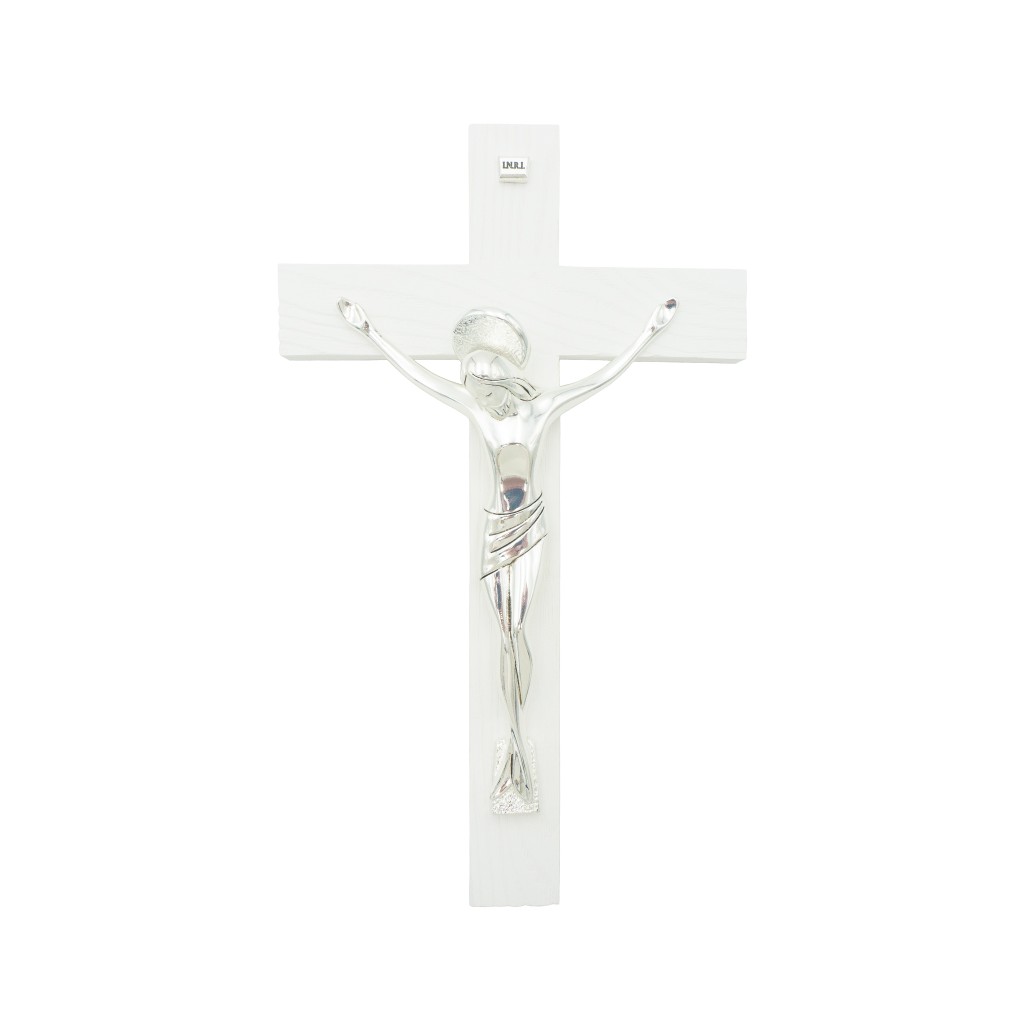 Crucifixo Branco C/ Cristo Bilaminado 31cm