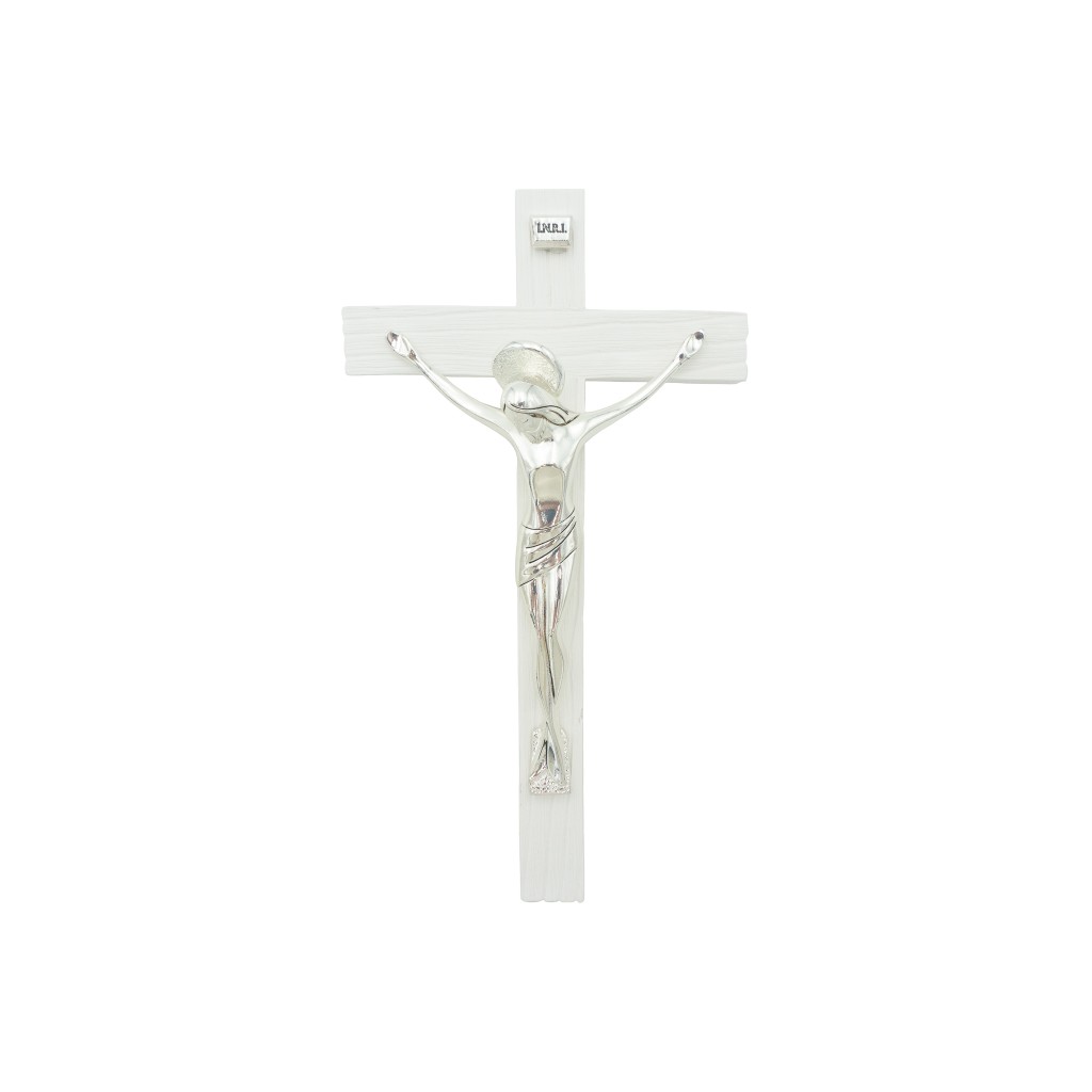 Crucifixo Branco C/ Cristo Bilaminado 23cm