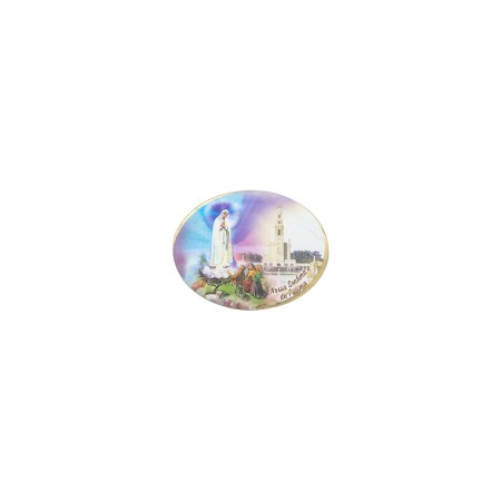 Íman Oval C/ Aparição de Fátima e Santuário Íman Oval C/ Aparição de Fátima e Santuário