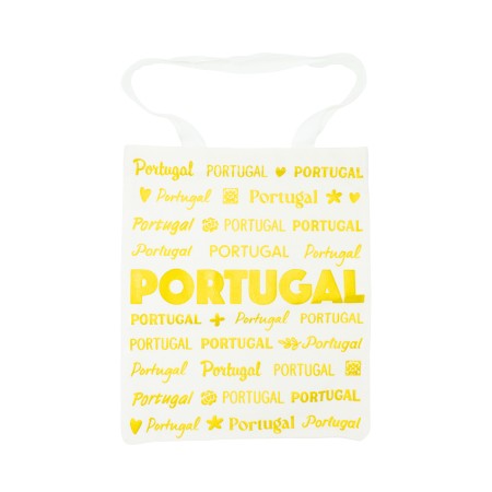 Saco de Algodão Branco C/ Portugal Dourado Saco de Algodão Branco C/ Portugal Dourado