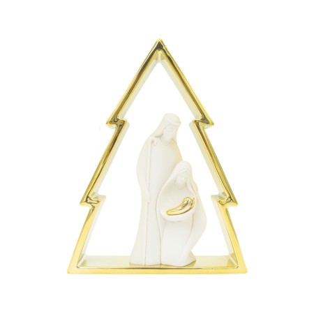 Árvore de Natal Dourada C/ Sagrada Família 30cm Árvore de Natal Dourada C/ Sagrada Família 30cm