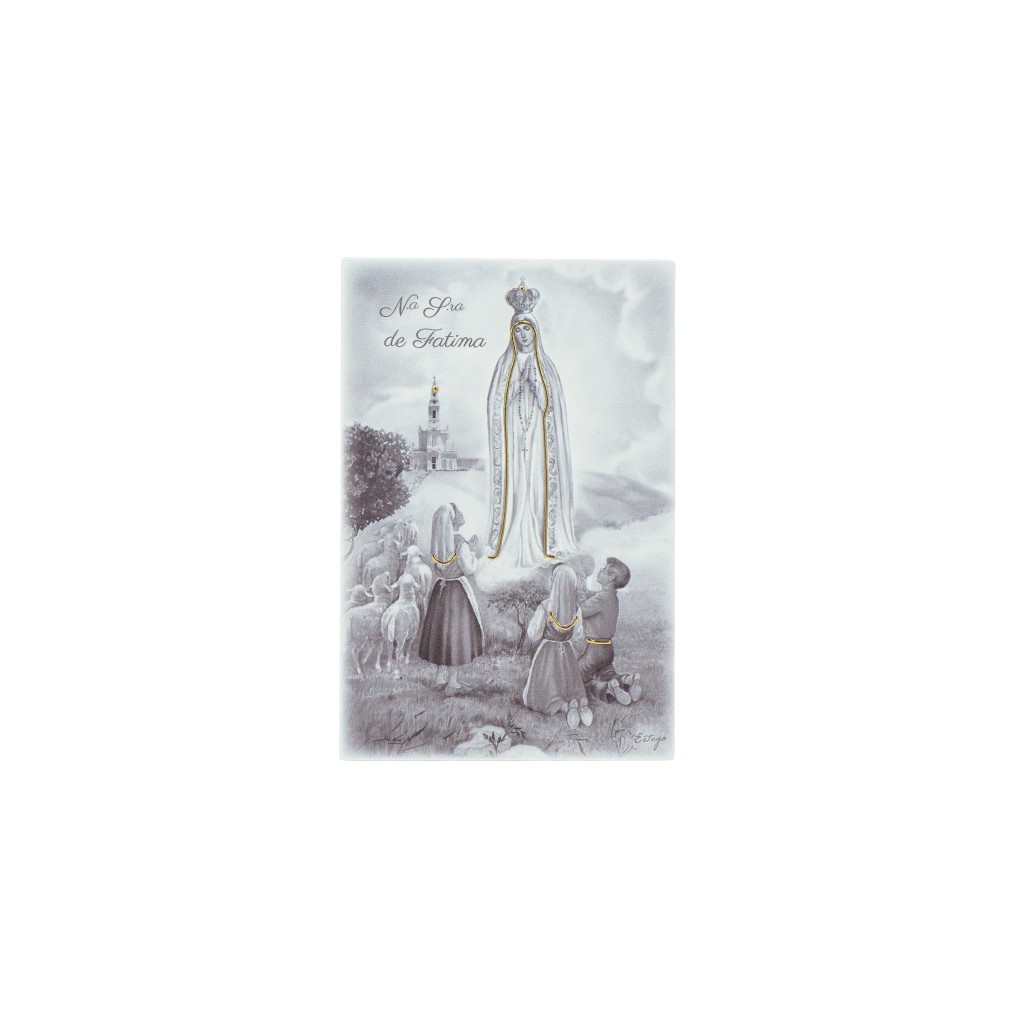 Quadro/ Placa C/ Aparição de Fátima P/B 11x17cm