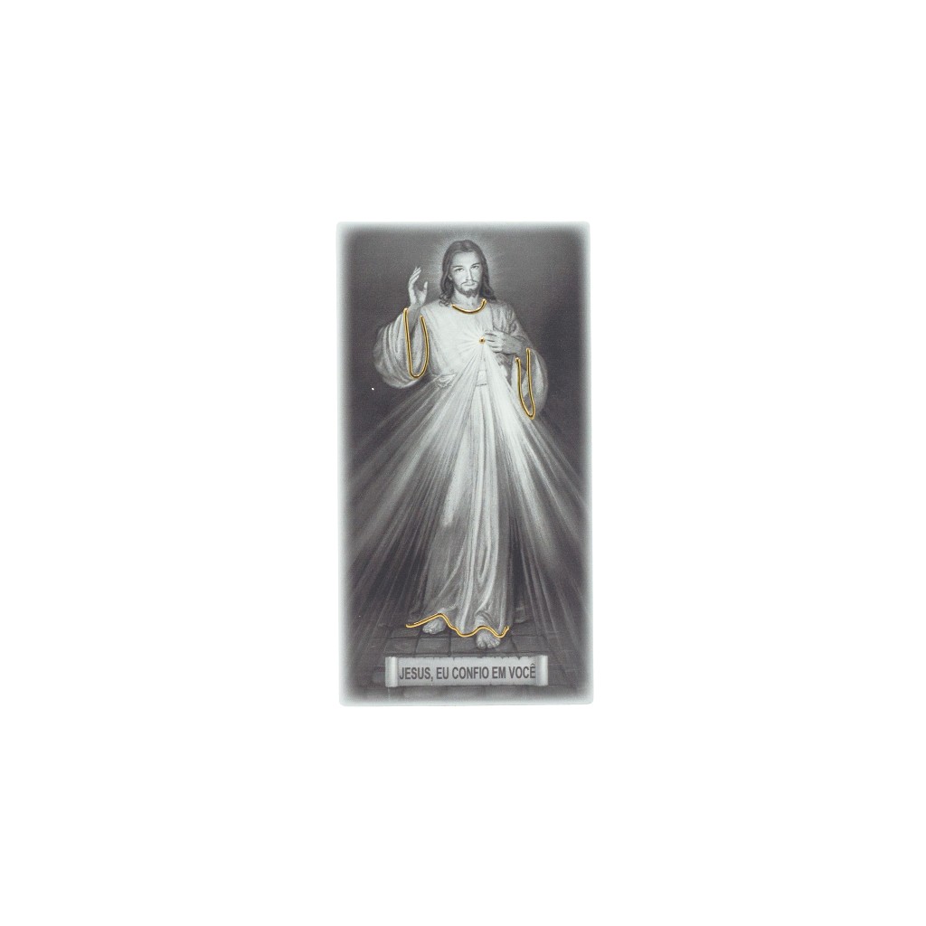 Quadro/ Placa C/ Jesus Misericordioso P/B 9x18cm