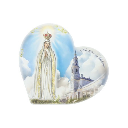 Quadro/ Placa Coração C/ Coroada e Santuário Color. 28x26cm Quadro/ Placa Coração C/ Coroada e Santuário Color. 28x26cm