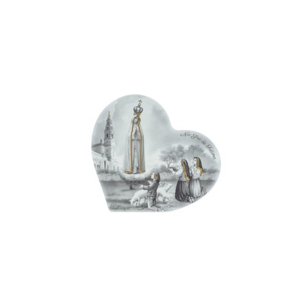 Quadro/ Placa Coração C/ Aparição e Santuário P/B 15x14cm