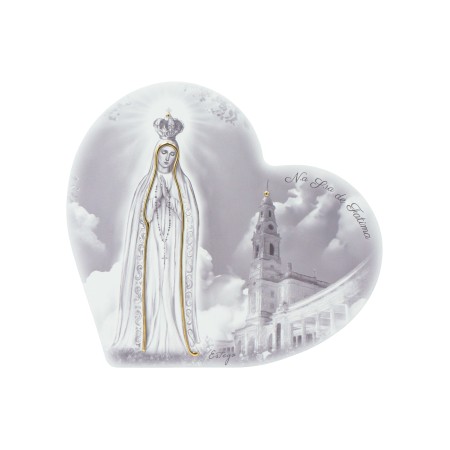 Quadro/ Placa Coração C/ Coroada e Santuário P/B 28x26cm Quadro/ Placa Coração C/ Coroada e Santuário P/B 28x26cm