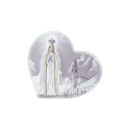 Quadro/ Placa Coração C/ Coroada e Santuário P/B 20x18cm Quadro/ Placa Coração C/ Coroada e Santuário P/B 20x18cm